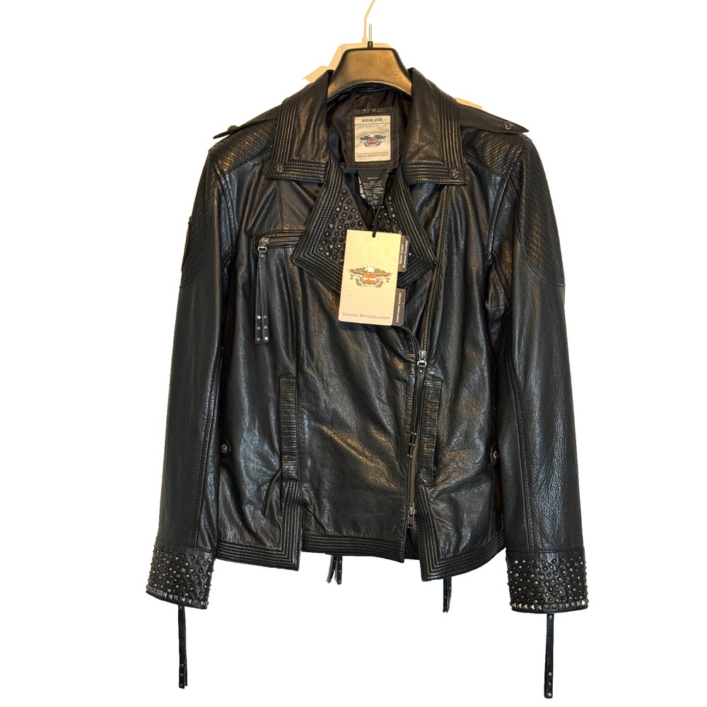 Harley Davidson Winsome Leather Jacket Womens 1W Black Studded 97101-16VW NWT